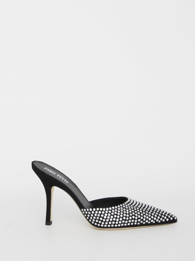 Paris Texas Hollywood Embellished Suede Mules In Blackdiamond