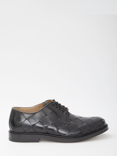 Bottega Veneta Intrecciato Lace-up Shoes In Black