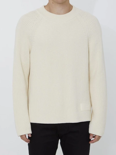 AMI ALEXANDRE MATTIUSSI IVORY JUMPER WITH PATCH