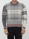 Thom Browne Check-pattern Wool-blend Jumper In Grey