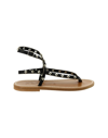 Kjacques Strappy Black Leather Sandals With Metallic Studs In Black