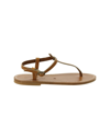 Kjacques K Jacques St Tropez Brown Leather Thong Sandal With Ankle Strap In Red