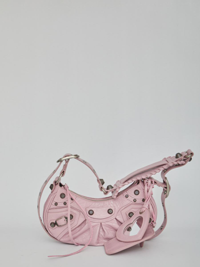 Balenciaga Le Cagole Xs Leather Shoulder Bag In Powder Pink