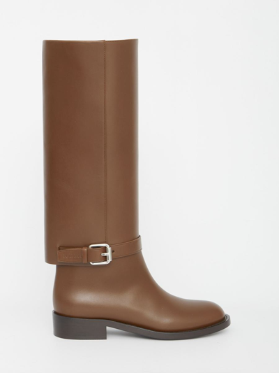 Burberry Leather Boots In Brown