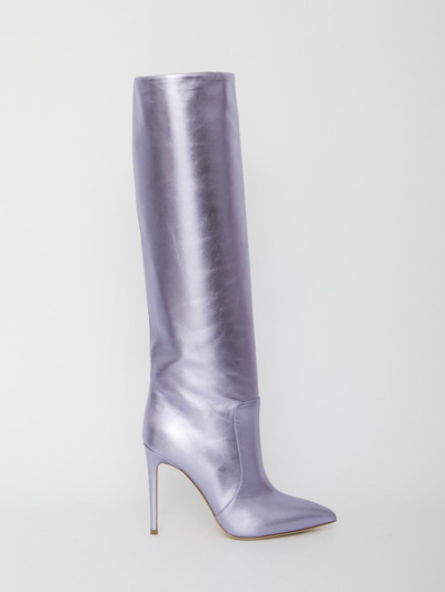 Paris Texas Lilac 105 Knee-high Leather Boots In Grey