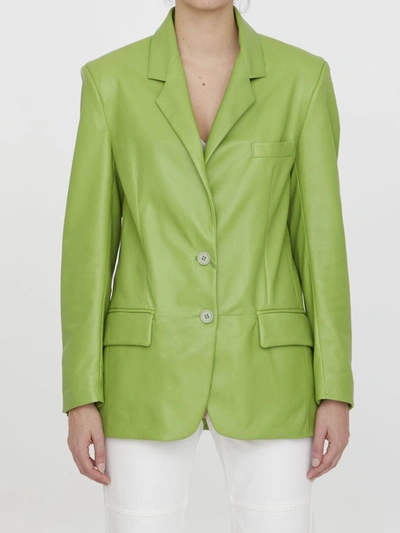 Salvatore Santoro Lime Leather Jacket In Yellow