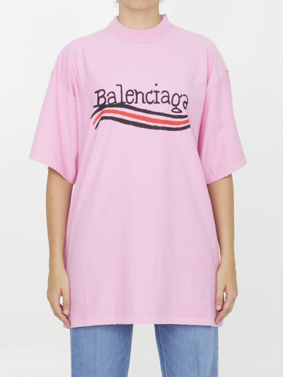 Balenciaga Logo棉质针织t恤 In Pink