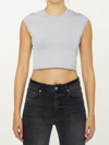 Alexander Wang Luxurious Canvas Crop Top In Silver For Women In Silver