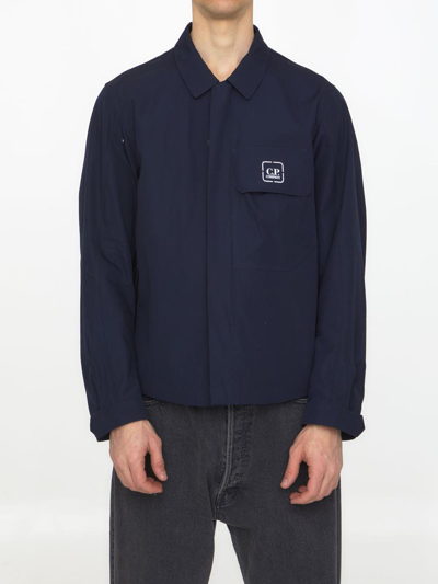 C.p. Company 棉长袖衬衫式夹克 In Blue