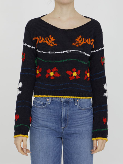 KENZO MULTICOLOR EMBROIDERED JUMPER