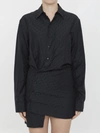 Off-white Off Jacquard Twisted Shirtdress In Black