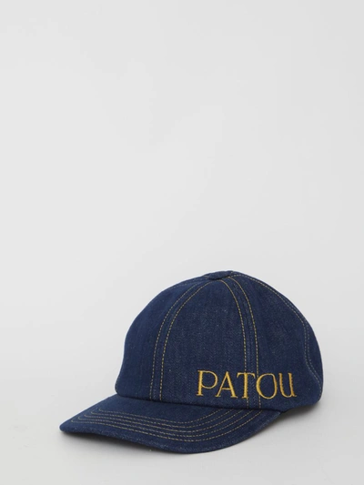 Patou Denim Embroidered-logo Cap In Blue