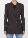 Dolce & Gabbana Double-breasted Pinstripe Wool Turlington Jacket In Brown