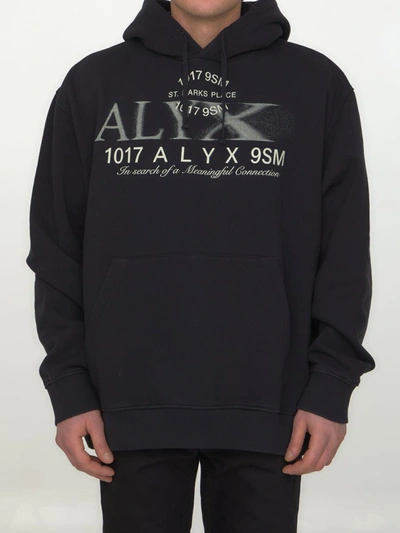 Alyx 1017  9sm Printed Logo Treated Hoodie Sweatshirt In Black