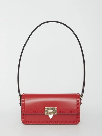 Valentino Garavani Women's Rockstud23 East-west Smooth Calfskin Shoulder Bag In Red