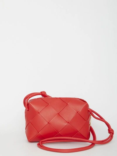 Bottega Veneta Small Cassette Camera Woven Leather Bag In Red