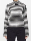 Jil Sander Striped High-neck Boiled Wool Knit Pullover Sweater In White