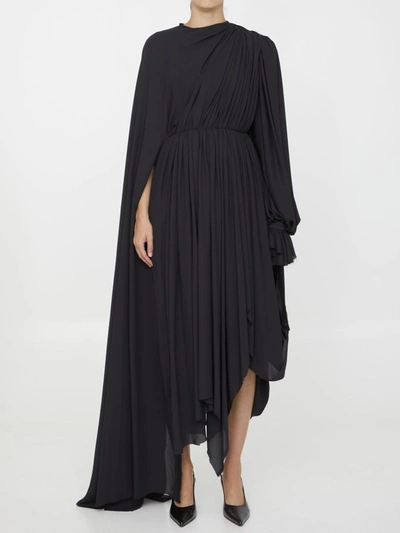 Balenciaga All In Asymmetric Midi Dress In Black