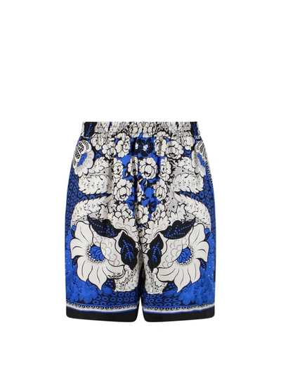 Valentino Bandana Flower Bermuda Shorts In Blue