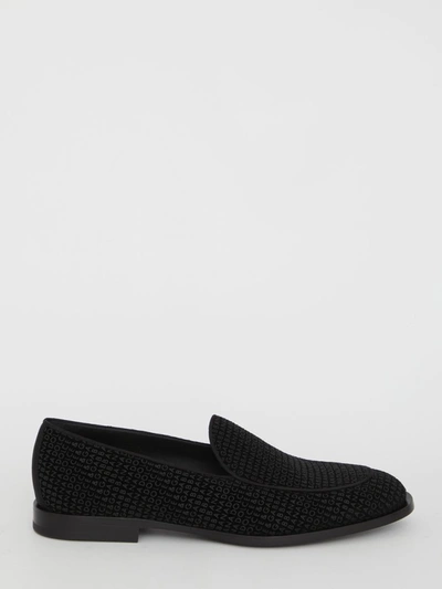 Dolce & Gabbana Logo-print Velvet Loafers In Black