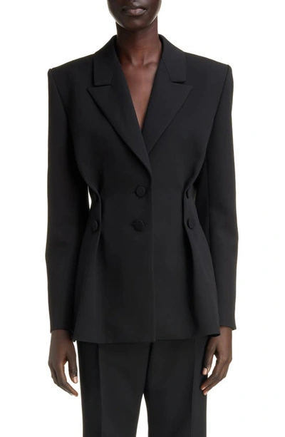 Givenchy Button-pleated Virgin Wool Blazer In Black