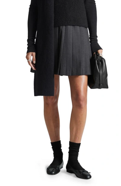 & Other Stories Pleated Wool Blend Skirt In Dark Grey