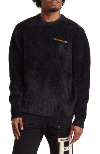 Billionaire Boys Club Embroidered Fuzzy Sweater In Black