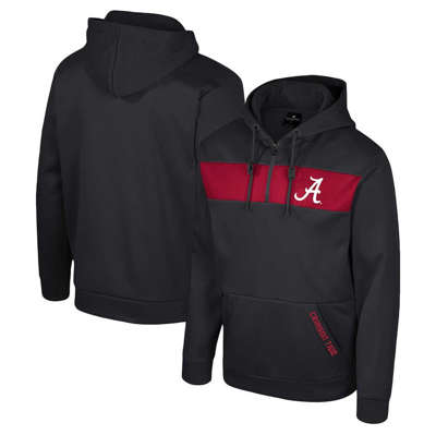 Colosseum Black Alabama Crimson Tide Quarter-zip Hoodie