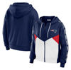 Wear By Erin Andrews Navy/white New England Patriots Color Block Light Weight Modest Crop Full-zip H In Navy
