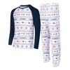 Concepts Sport Men's  White, Navy New England Patriots Tinsel Raglan Long Sleeve T-shirt And Pants Sl In White