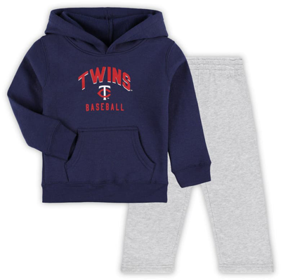 Outerstuff Kids' Toddler Navy/gray Minnesota Twins Play-by-play Pullover Fleece Hoodie & Pants Set
