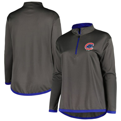 Profile Charcoal Chicago Cubs Plus Size Quarter-zip Jacket