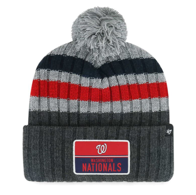 47 ' Gray Washington Nationals Stack Cuffed Knit Hat With Pom