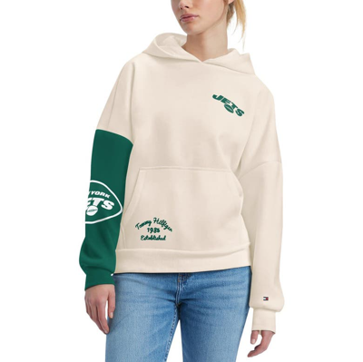 Tommy Hilfiger Women's  Cream, Green New York Jets Harriet Pullover Hoodie In Cream,green