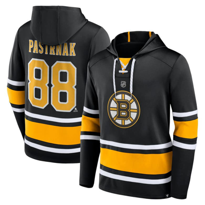 Fanatics Branded David Pastrnak Black Boston Bruins Name & Number Lace-up Pullover Hoodie