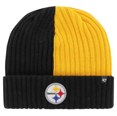 47 ' Black Pittsburgh Steelers Fracture Cuffed Knit Hat