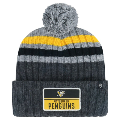 47 ' Gray Pittsburgh Penguins Stack Patch Cuffed Knit Hat With Pom In Multi