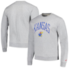 LEAGUE COLLEGIATE WEAR LEAGUE COLLEGIATE WEAR HEATHER GRAY KANSAS JAYHAWKS TALL ARCH ESSENTIAL PULLOVER SWEATSHIRT