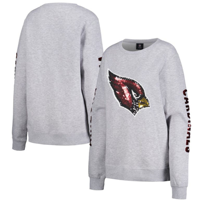 Cuce Heather Gray Arizona Cardinals Sequined Logo Pullover Sweatshirt