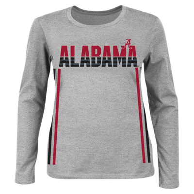 Profile Heather Gray Alabama Crimson Tide Plus Size Side Stripe Fleece Pullover Sweatshirt