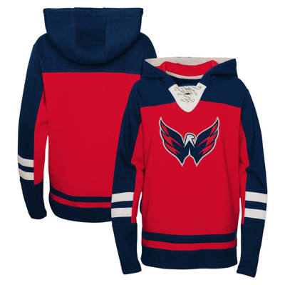 Outerstuff Kids' Youth Red Washington Capitals Ageless Revisited Lace-up V-neck Pullover Hoodie