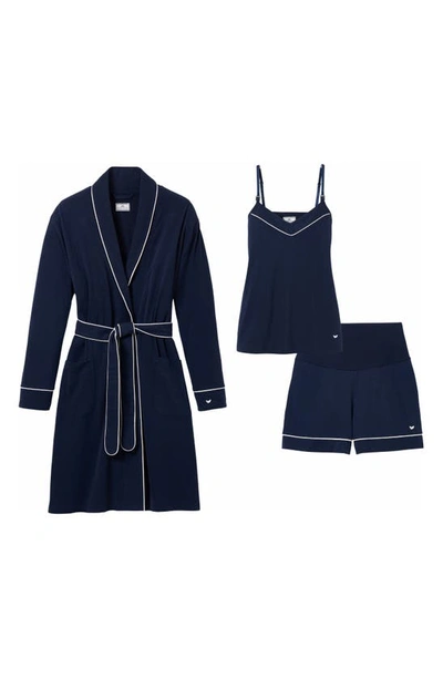 Petite Plume The Must Have 3-piece Cotton Maternity Set In Navy