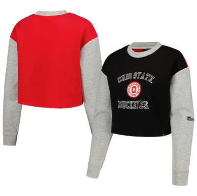 Hype And Vice Black Ohio State Buckeyes Colorblock Rookie Crew Pullover Sweatshirt