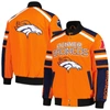 G-III SPORTS BY CARL BANKS G-III SPORTS BY CARL BANKS ORANGE DENVER BRONCOS POWER FORWARD RACING FULL-SNAP JACKET