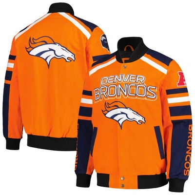 G-iii Sports By Carl Banks Orange Denver Broncos Power Forward Racing Full-snap Jacket