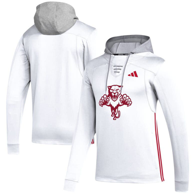 Adidas Originals Adidas White Florida Panthers Refresh Skate Lace Aeroready Pullover Hoodie