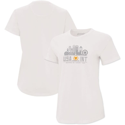 Ahead White 2024 Presidents Cup  Skyline Aurora V-neck T-shirt