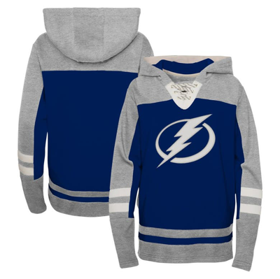 Outerstuff Kids' Youth Blue Tampa Bay Lightning Ageless Revisited Lace-up V-neck Pullover Hoodie