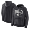 Fanatics Branded Heather Charcoal Brooklyn Nets Foul Trouble Snow Wash Raglan Pullover Hoodie In Heather Charcoal