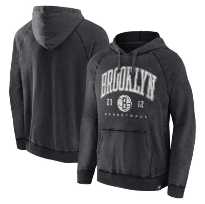 Fanatics Branded Heather Charcoal Brooklyn Nets Foul Trouble Snow Wash Raglan Pullover Hoodie